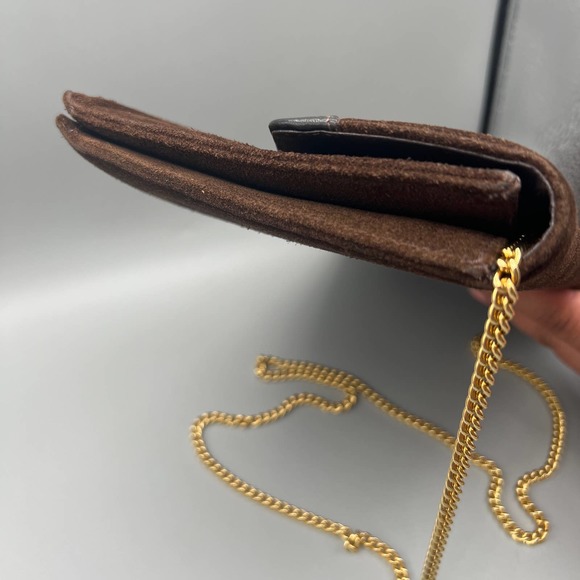 Vintage Susan Gail Brown Suede Leather Convertible Chain Strap Clutch Purse - Picture 5 of 9